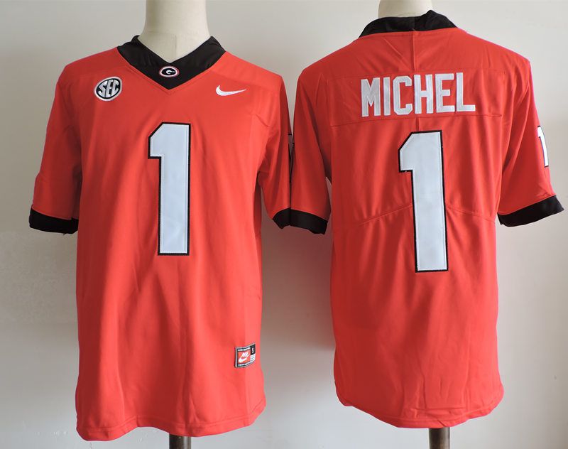 Men Georgia Bulldogs #1 Michel Red Nike 2025 NCAA Jersey->ncaa teams->NCAA Jersey